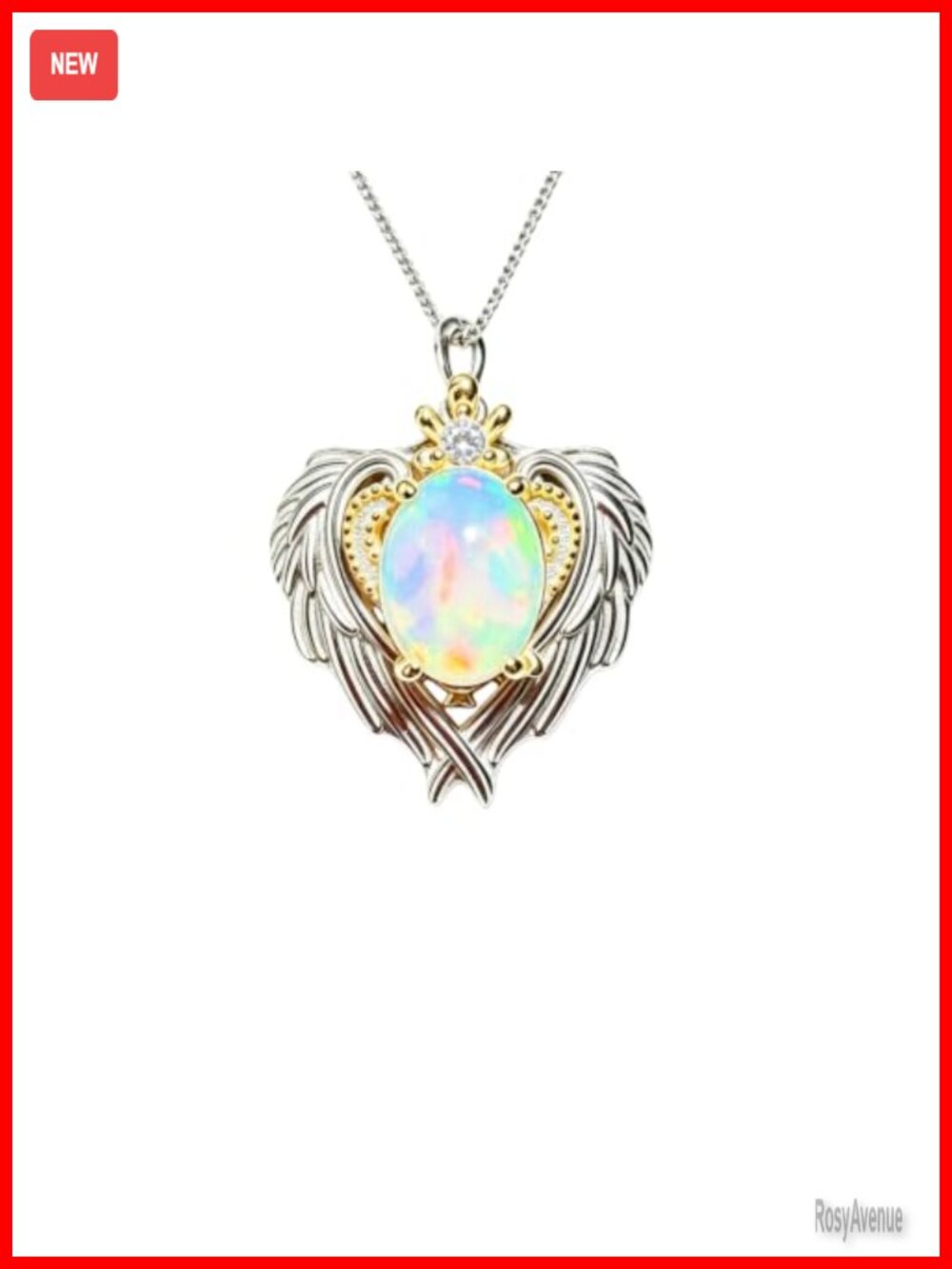 Natural Opal Necklace S925 Sterling Silver Gemstone Pendant Fine Jewelry
